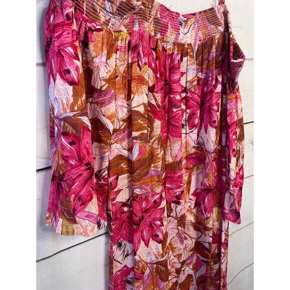 La Tascana Dress Off Shoulder Adjustable Straps SIze 10 Pink Floral - Picture 3 of 8